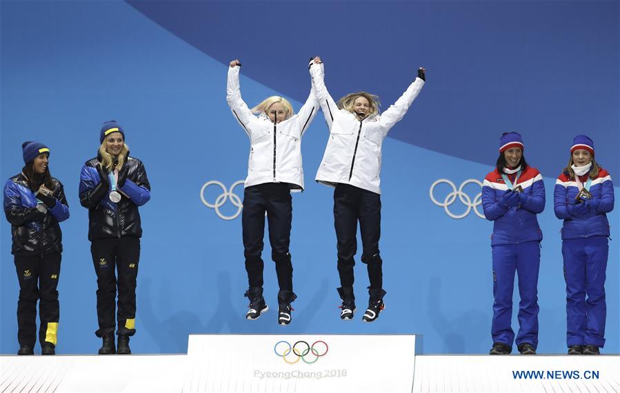 (SP)OLY-SOUTH KOREA-PYEONGCHANG-CROSS-COUNTRY SKIING-LADIES' TEAM SPRINT FREE-MEDAL CEREMONY