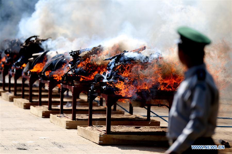 MYANMAR-NAY PYI TAW-ELEPHANT IVORY AND WILDLIFE PARTS-DESTURCTION CEREMONY