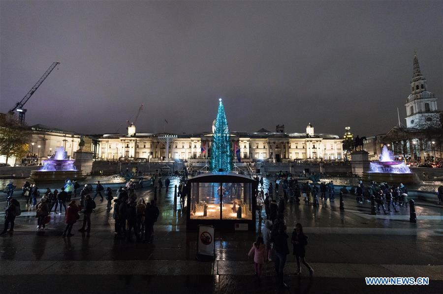 BRITAIN-LONDON-TRAFALGAR SQUARE-CHRISTMAS TREE LIGHTING