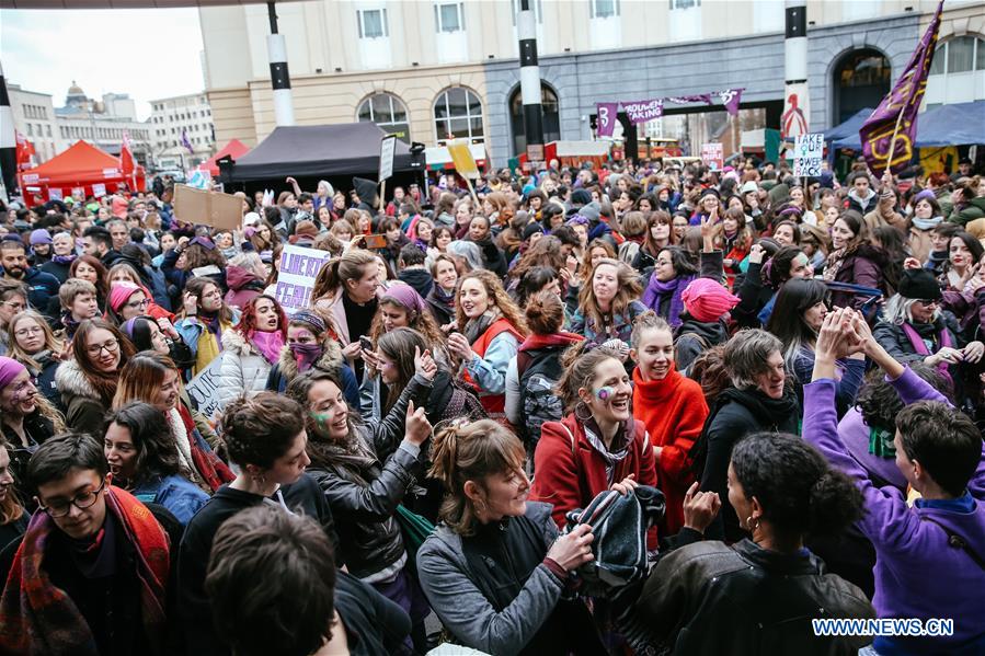 BELGIUM-BRUSSELS-WOMEN-STRIKE