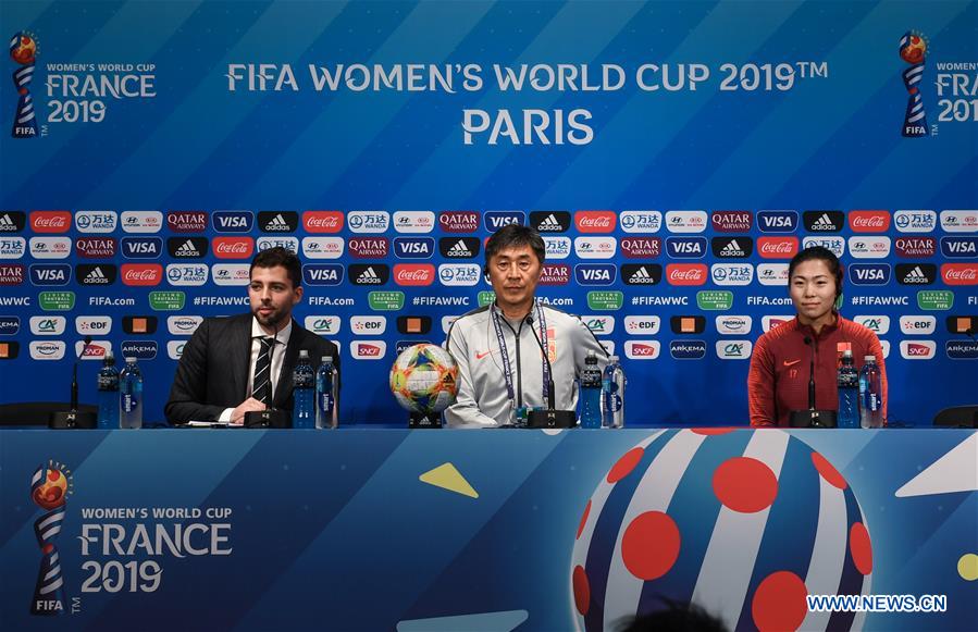 (SP)FRANCE-PARIS-2019 FIFA WOMEN'S WORLD CUP-GROUP B-CHINA-OFFICIAL PRESS CONFERENCE