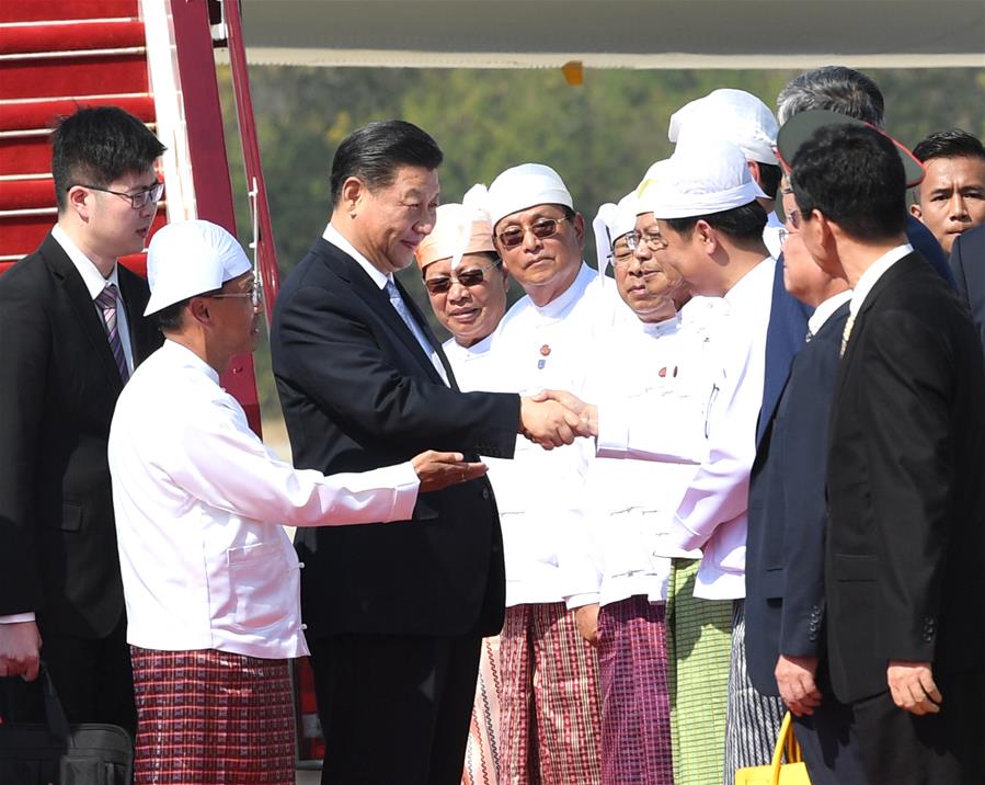 MYANMAR-NAY PYI TAW-CHINA-XI JINPING-STATE VISIT-ARRIVAL