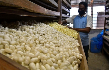 Workers work at silk mill in Agartala, India