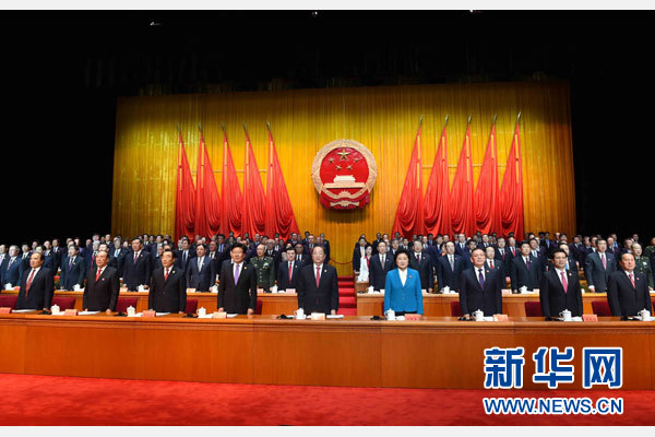 10月1日，慶祝中華人民共和國成立66周年暨新疆維吾爾自治區(qū)成立60周年大會在新疆人民會堂隆重舉行。 新華社記者 饒愛民 攝