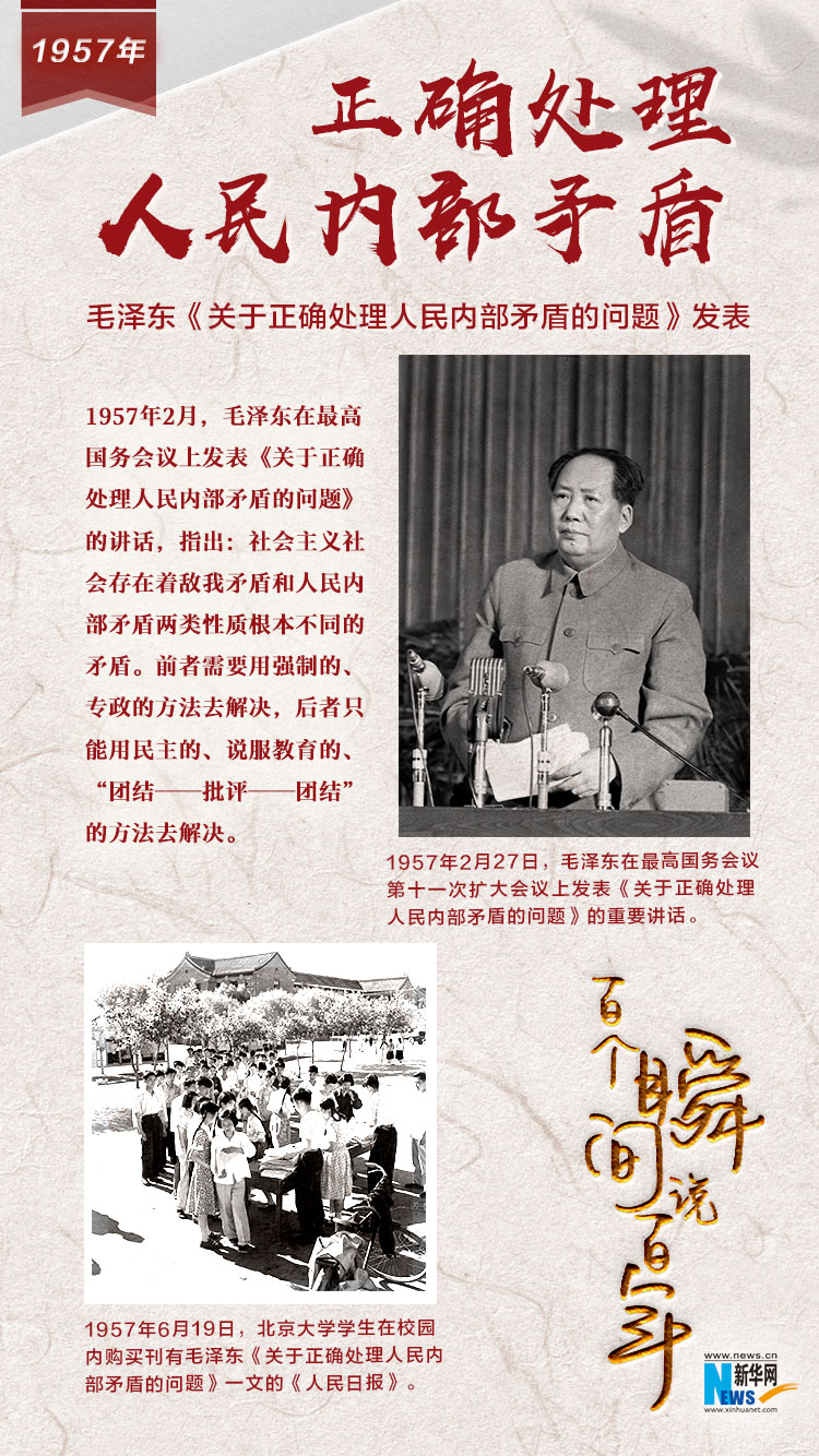 1957，正確處理人民內(nèi)部矛盾