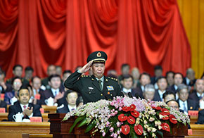 新疆軍區(qū)司令員、軍區(qū)黨委副書記彭勇向現(xiàn)場(chǎng)與會(huì)代表致敬