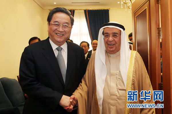 11月6日，正在巴林進行正式友好訪問的全國政協(xié)主席俞正聲在麥納麥會見巴林副首相穆罕默德。 新華社記者劉衛(wèi)兵攝